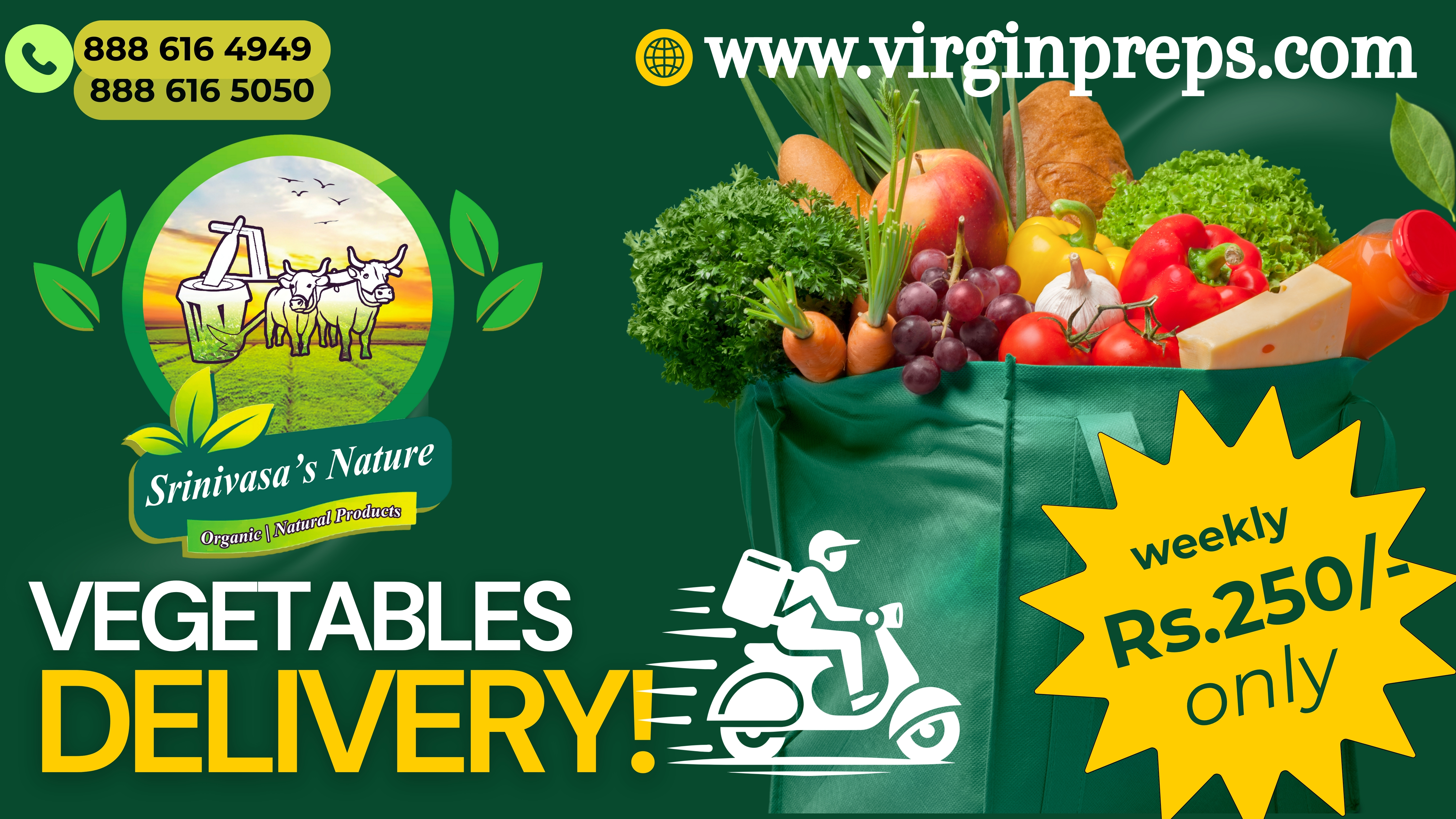 Srinivasa's Nature Organic Vegetables Delivery Banner